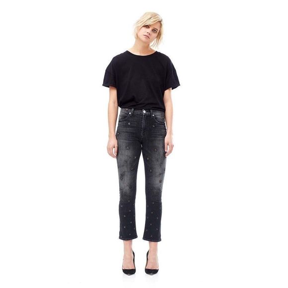 Hudson Jeans Denim - Hudson Harper Black High Rise Crop Baby Jeans in Night Stars